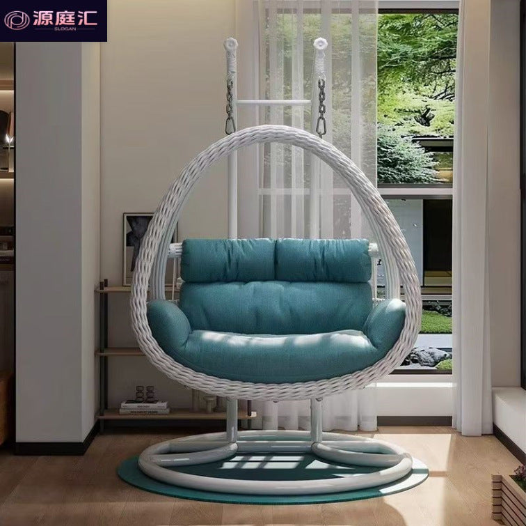 Lazy hammock hanging basket rattan chair for home cradle chair indoor balcony hanging chair courtyard bird's nest hanging plant double swing