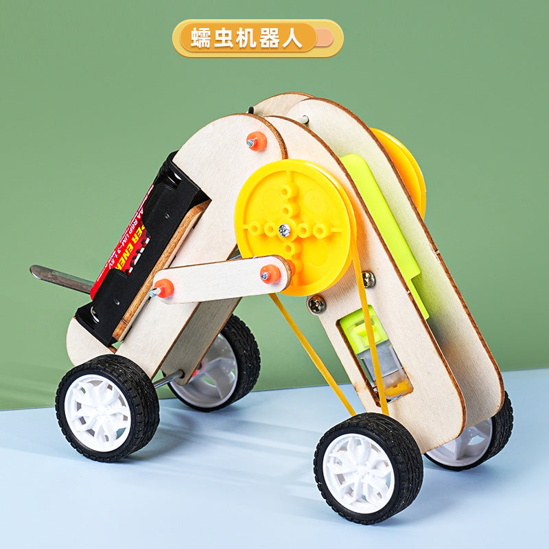 Science and technology small production peristaltic robot kindergarten primary school students wooden handmade DIY science experiment steam teaching aids