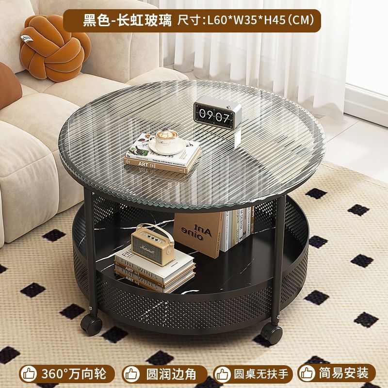 Cream style movable coffee table small apartment living room sofa side cabinet side coffee table simple modern storage trolley
