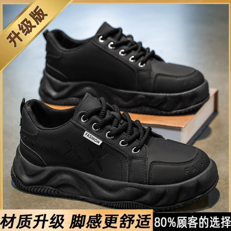 2025 new men's breathable versatile bestselling athletic leather casual chunky sole height increasing anti-slip trendy shoes