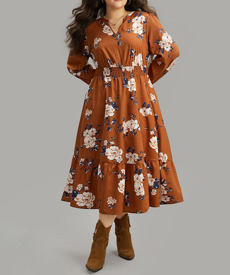 European and american cross-border e-commerce new print dress casual french style 110kg plus size women's high-quality dress