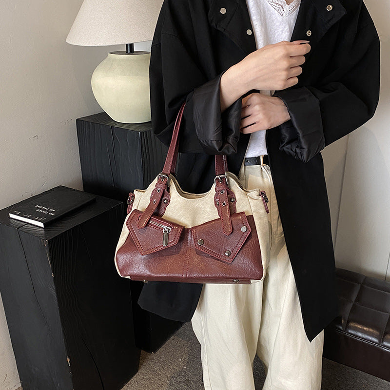 Retro style large-capacity bag women's 2025 autumn and winter new women's bag handbag versatile messenger bag soft leather tote bag