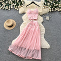 French romantic lace camisole and mesh skirt two-piece set - women's summer slimming chic fashion outfit