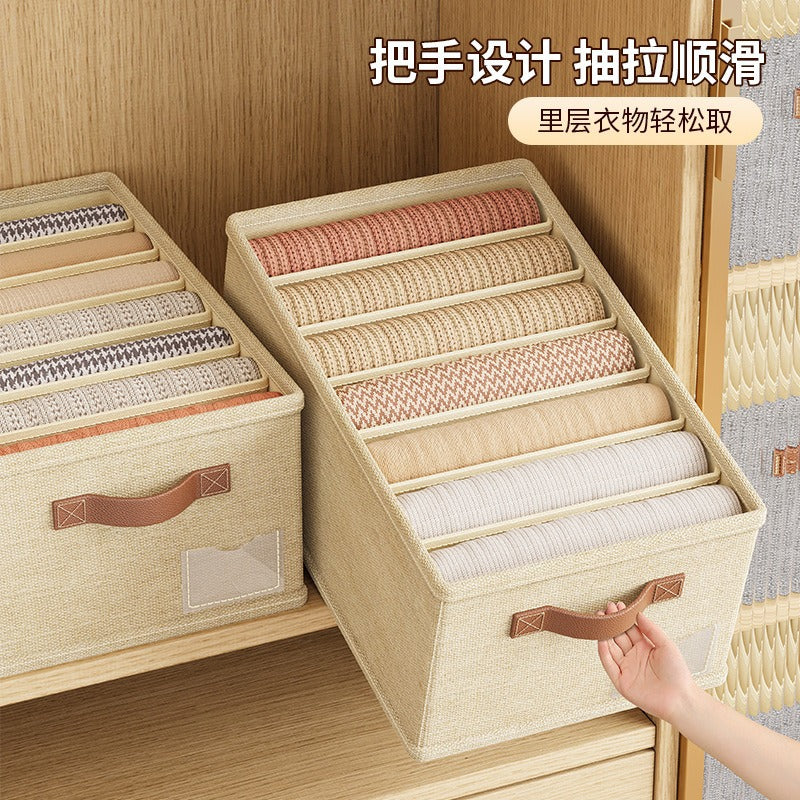 Cotton and linen grid finishing box, underwear storage box, PP board, dormitory clothes, pants storage artifact, clothing storage box.