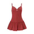 Amazon women's spring  new french sweet socialite style solid color cinched waist cami dress mini dress