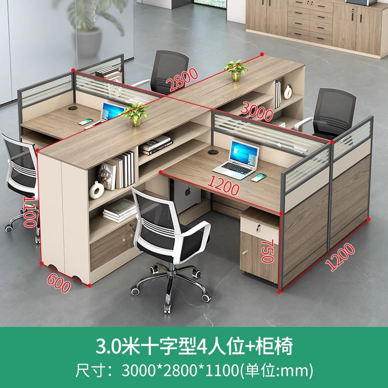 Staff desk and chair combination casual three-person office table office financial room screen employee desk