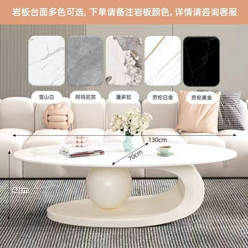 Oval coffee table, sintered stone coffee table, popular minimalist table for home living room, trendy nordic style coffee table, small apartment friendly