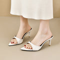 High-heeled slippers 2025 spring new arrival women's shoes casual lightweight pointed slippers one-shaped outwear high-heeled sandals