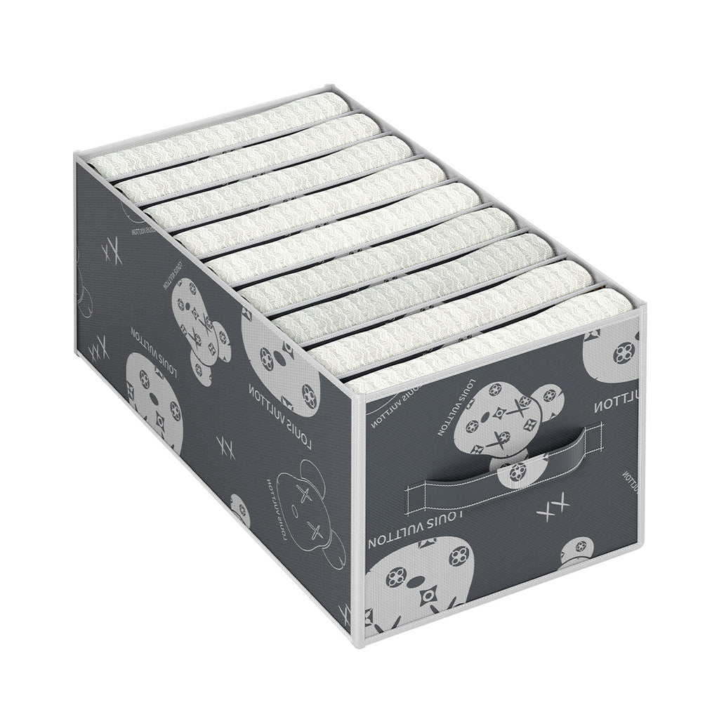 Pants Storage Box Storage Jeans Clothes Artifact Printing Non-woven Underwear Grid Storage Box Bras