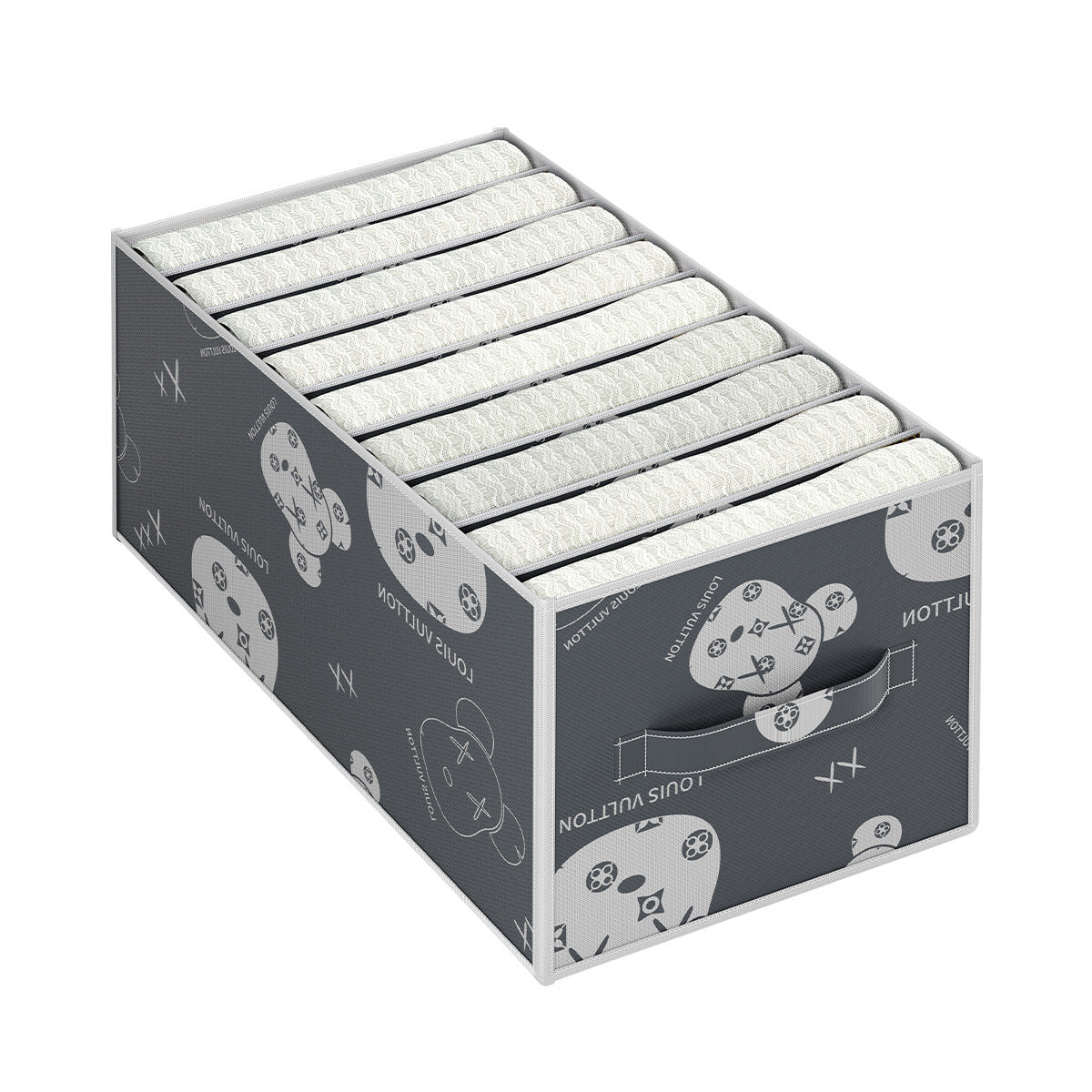 Pants Storage Box Storage Jeans Clothes Artifact Printing Non-woven Underwear Grid Storage Box Bras