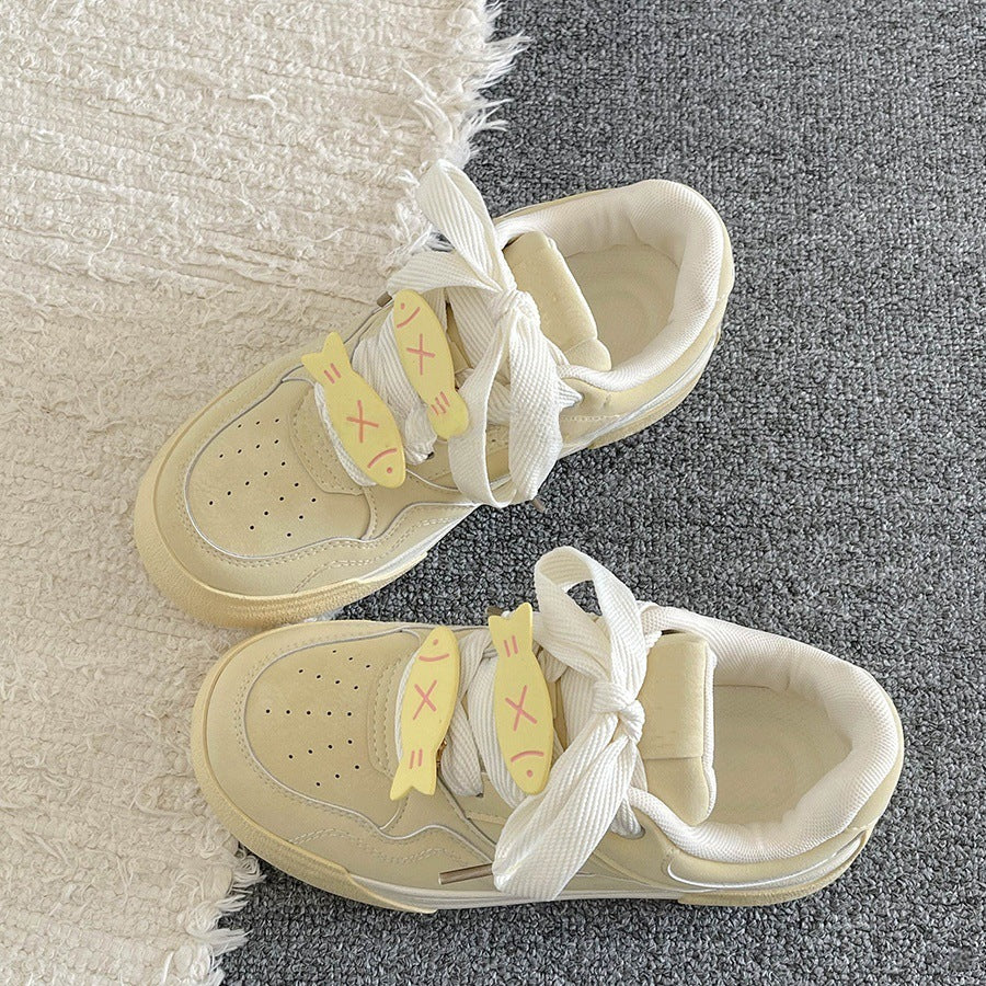 Niche style design fleece-lined cartoon sneakers for women 2026new arrivalwintereasiest for matchthick solewhite shoesheattechcasual shoes