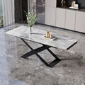 Customizable italian minimalist rock slab dining table - rotating, extendable, space-saving rectangular table for home use