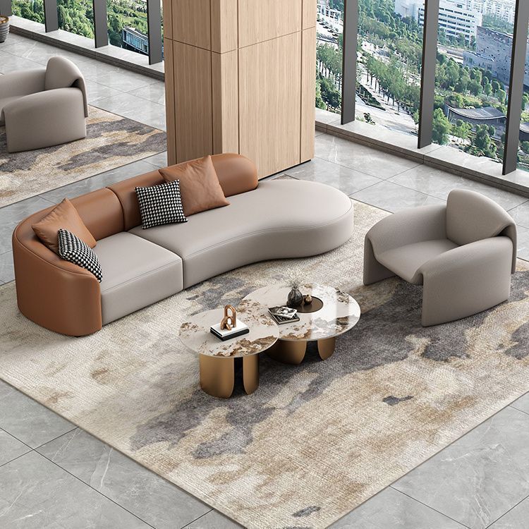 Hotel booth vip lounge sales office sofa leather sofa chair leather art combination genuine leather light luxury full genuine leather