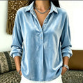 independent station fall and winterbest sellingcasualfashion women's gold velvet pure color lapel tops