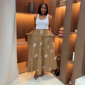 European and american cross-border women's fashion:  summer new arrivals - stylish printed high-waisted slimming asymmetrical long striped midi skirt