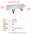 Off-white travertine slab extendable dining table - modern minimalist iron frame legs - rectangular expandable dining table for home restaurant