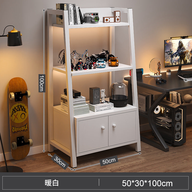Shelf Floor-to-ceiling storage shelf Multi-layer bookshelf E-sports room Computer table Locker Wrought iron trapezoidal display shelf