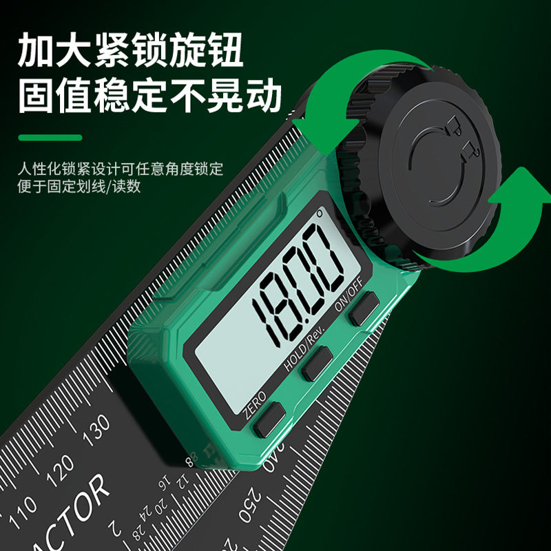 High-precision digital protractor with enhanced thickness – ideal for right angle verification, home inspections, and measuring rooms. multi-functional measuring tool