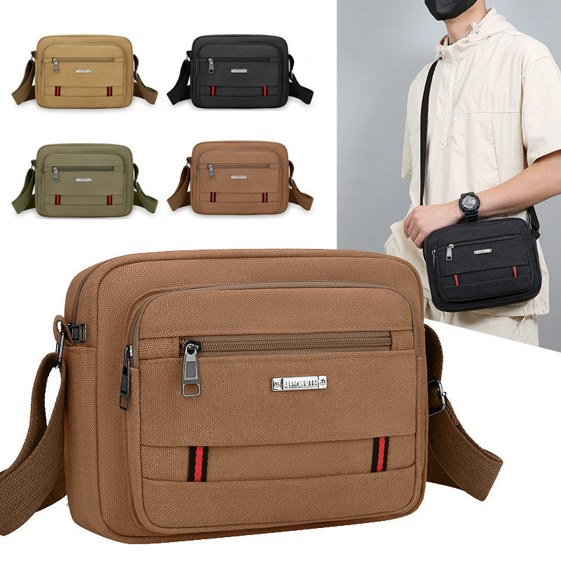 Foreign trade new men's shoulder bag business multi-layer simple texture canvas bag large capacity lightweight trendy messenger bag