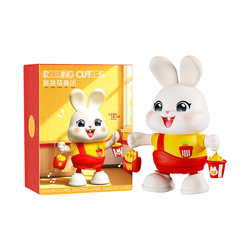 Electric little lucky rabbit baby toy - dancing, head-up training doll for infants 0-1 year old newborns