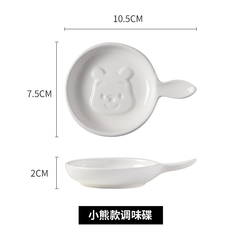Ceramic tableware cartoon seasoning dipping dish for home bowls and chopsticks creative sauce hotel cute side dishes soy sauce wholesale