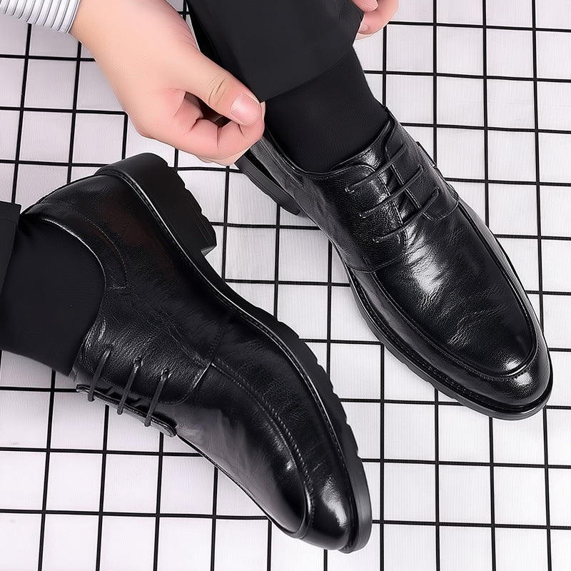 Men's leather dress shoes - business, formal, casual, breathable - live stream, cross-border, korean style, youth, work, groom, wedding