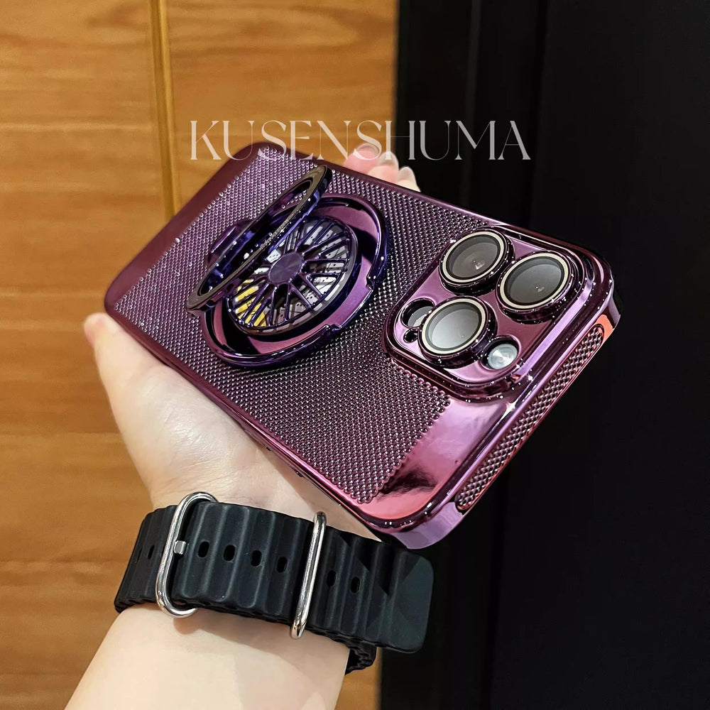 Suitable for iphone 17 air phone case, gyro bracket, electroplated breathable cooling mesh case, apple 16 anti-fall hard case