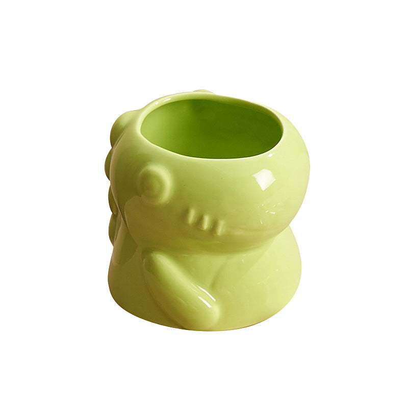 Cute dinosaur cartoon high-value ceramic cute fruit fork box stainless steel fruit fork suit afternoon tea spoon combination
