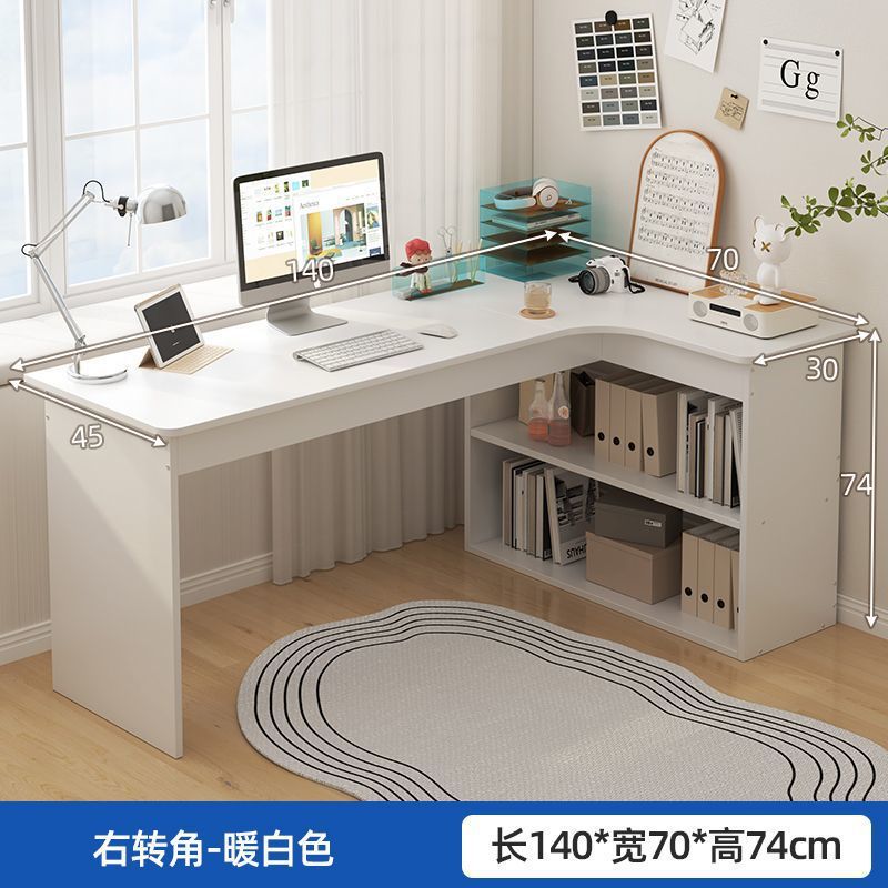 Nordic student desk with bookshelf - all-in-one home bedroom desktop computer desk - assembled study table for elementary school students - writing desk
