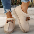 Winter fleece-lined snow boots with bow detail - anti-slip, warm, plus size, export quality, northeast china cotton shoes