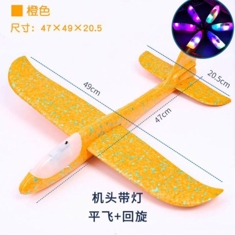 Kids' light-up hand throw airplane toy - popular foam airplane, large size, outdoor assembly, looping model, realistic flight