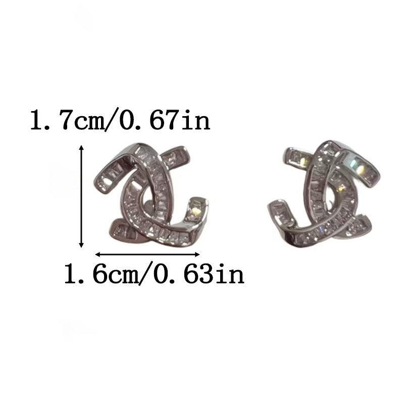 High-end micro-embedded diamond asymmetrical earrings accessible luxury socialite niche style design trendy exquisite easiest for matchelegant earrings