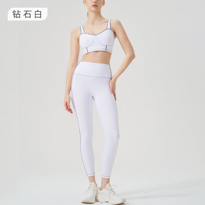 fashion yoga wear classy sense of movement pure color high elastic tight height strength sports suit fitness wear for women