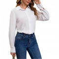 cross-border standard code new  women's original elegant solid color stand collar long sleeve shirt