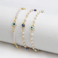 European and american cross-border new jewelry enamel eye pearl anklet - irregular fashion minimalist devil's eye anklet for women