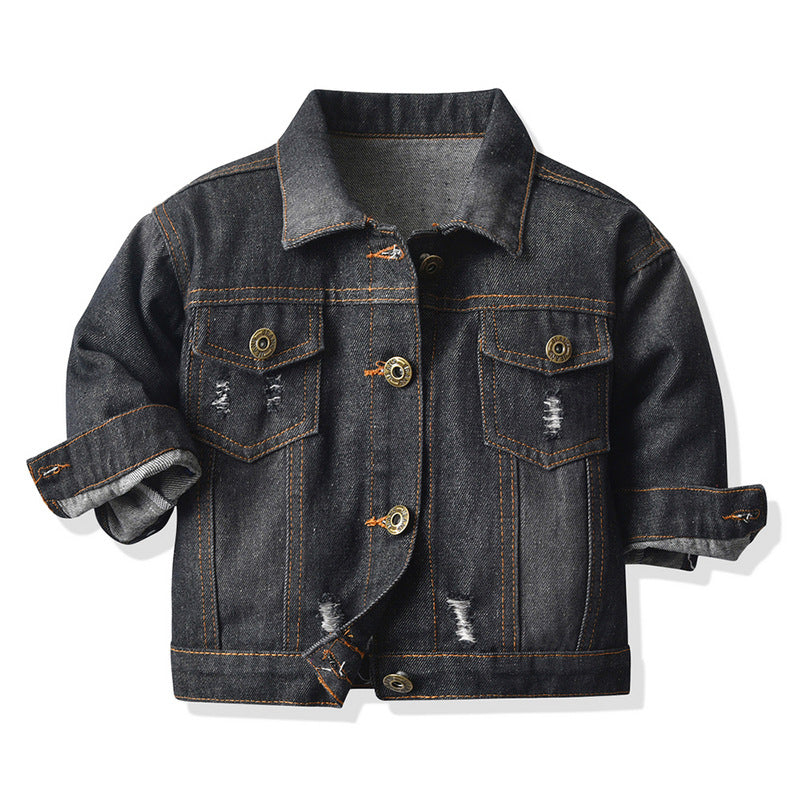 New arrival: children's denim jacket - stylish ripped design for boys and girls. wholesale and dropshipping available