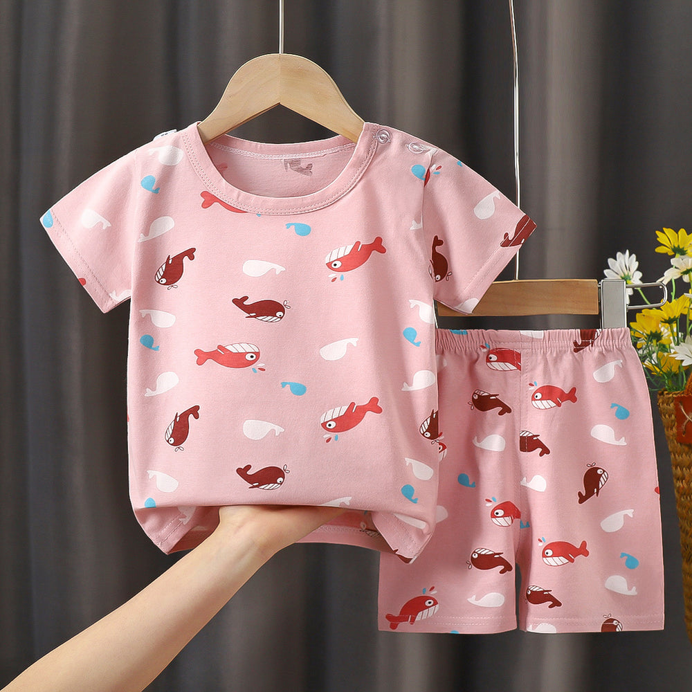 Summer children's clothing set: pure cotton t-shirt & underwear for boys and girls, baby & infant short-sleeve tee and shorts - dropshipping available