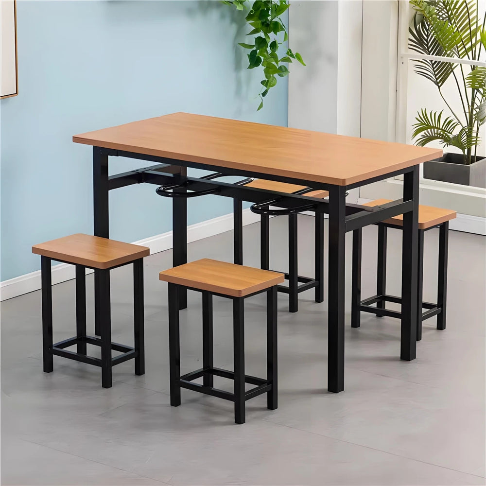 Stainless steel cafeteria table and chair 4-person 6-person hanging stool rectangular table school factory employee dining table separates combination