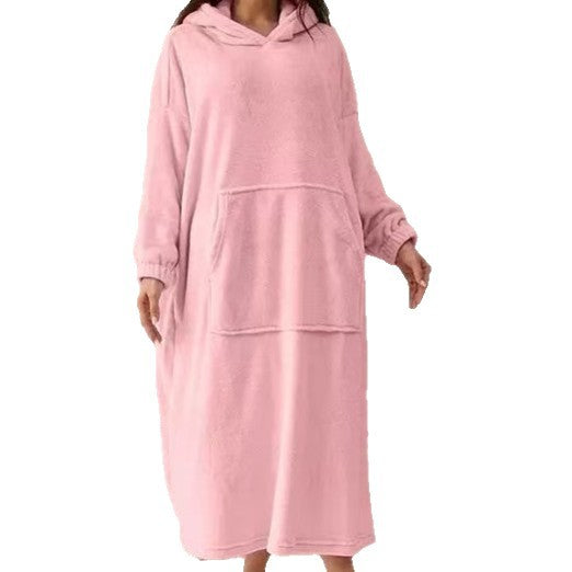 pajamas for women, autumn and winter flannel long nightgown, foreign trade hooded bathrobe,  hot style, one piece dropshipping