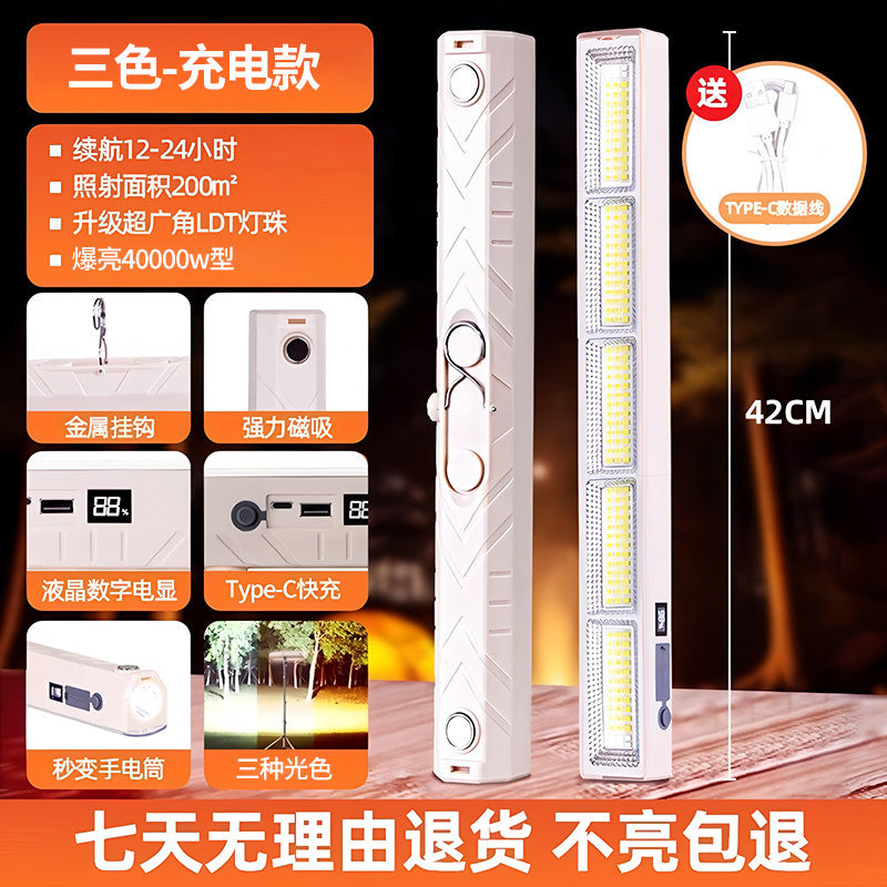 Rechargeable outdoor lighting - portable camping magnetic tent light - power outage home emergency light with extra-long battery life