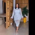 African plus size women's bodycon dress  - cross-border e-commerce, , , and independent store - sequined white dress
