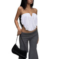 Amazon women's clothing  summer new arrivals: trendy & spicy solid color sleeveless asymmetrical cropped tank top