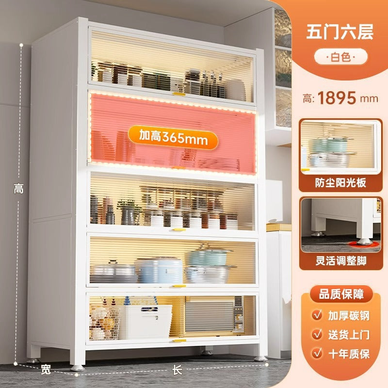 Household multi-functional cabinet with doors, bookshelf, dustproof storage cabinet, freestanding multi-layer storage unit, kitchen organizer shelf