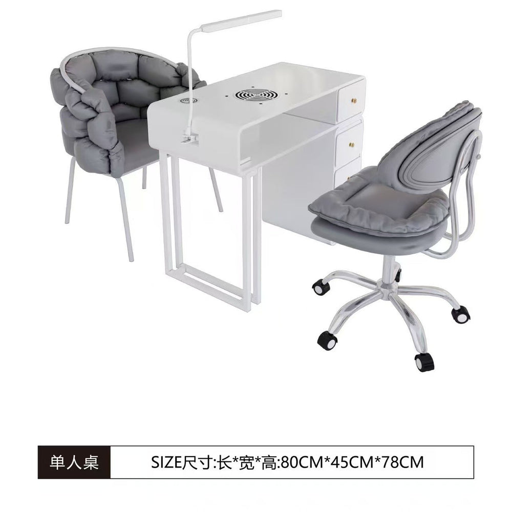 Widened 45cm, same price: iron sheet, baked enamel, odorless, multifunctional nail table - trendy, light luxury, cream-colored nail table
