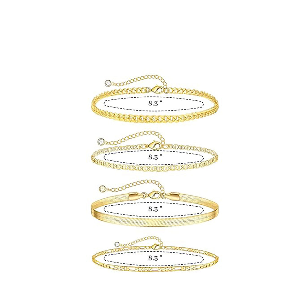 Amazon new 14k gold plated layered cuban link anklet set - beach jewelry anklets