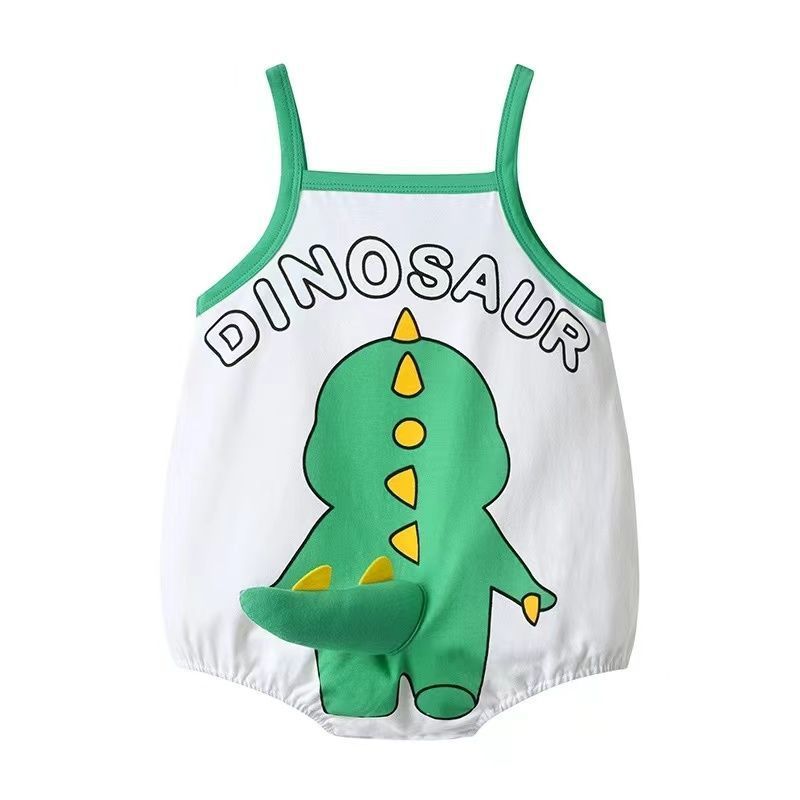 K-style summer baby clothes thin loose triangle khaki suspender bag butt baby cartoon cute one-piece