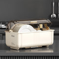 Accessible luxury dish rack kitchen dishware storage rack for home multifunctional with cover dustproof drain rack cupboard storage box