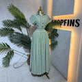 European and american cross-border women's fashion:  summer new arrival - elegant casual striped shirtdress with turn-down collar and cinched waist