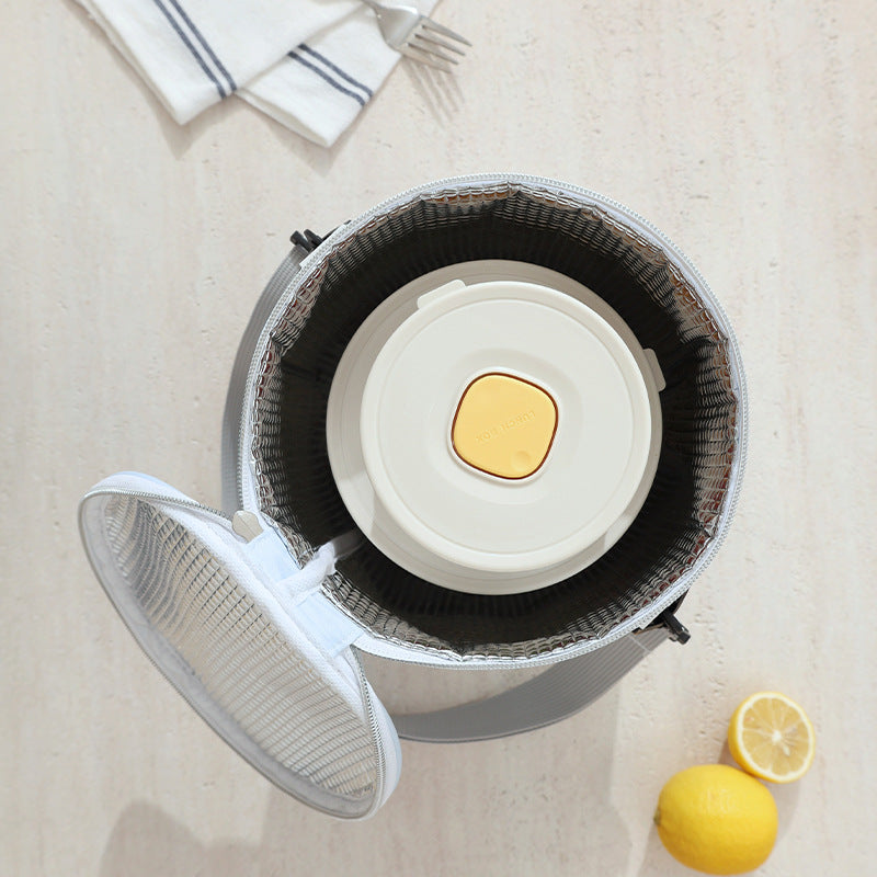 Beilian's new cylindrical bento bag, large-capacity office worker thermal insulation bag, student travel lunch bag, portable lunch box bag