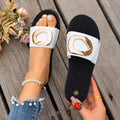Plus size women's slippers for export - unique design with metal square buckle, open-toe platform sandals, new summer  collection